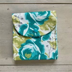 Handmade Travel Jewelry Accordion Pouch Floral Fabric Snap Close 5 Section